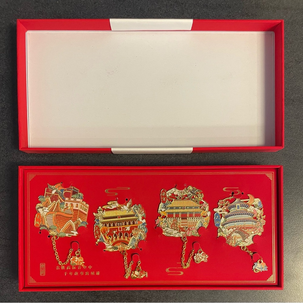 Beijing Central Axis Landmark Metal Bookmark Set (4) Chinese Gift Box Souvenir